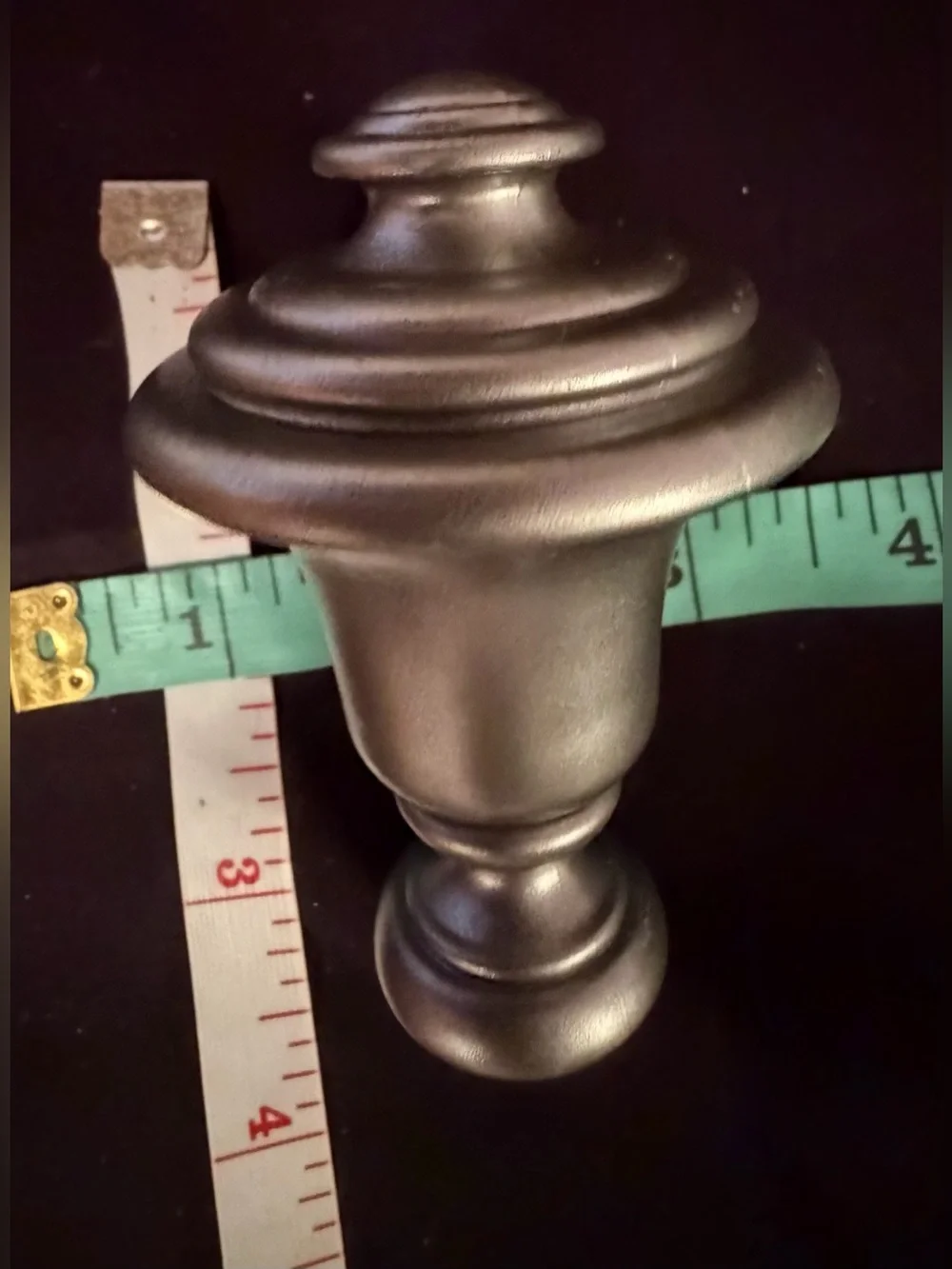 Set of 6 Silver Decorative Round Curtain Rod Finials w/3 double rod holders